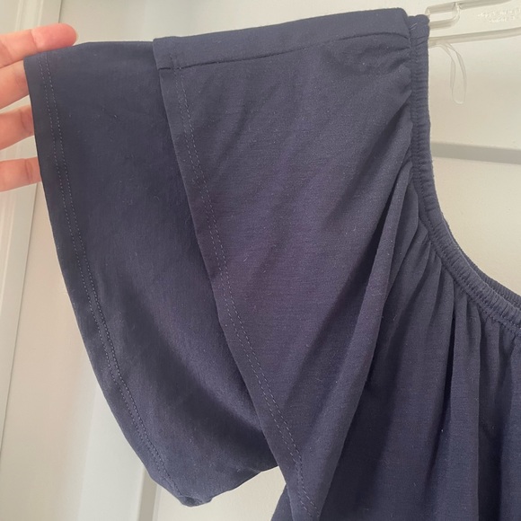 NWT PinkBlush Navy Off Shoulder Ruffle Trim Maxi Dress - Picture 7 of 7